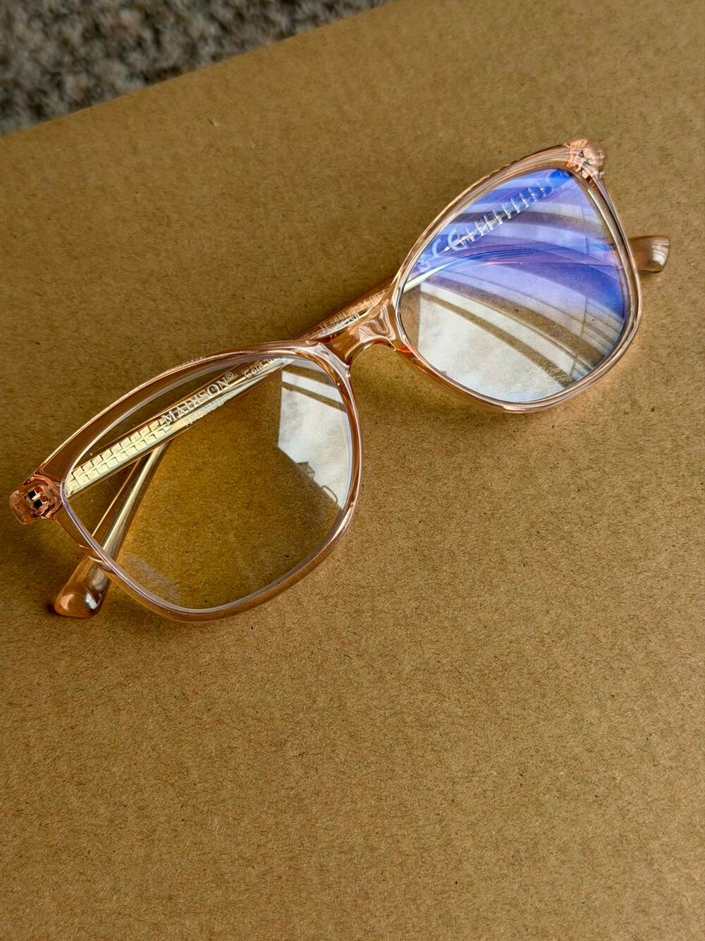 Stylish Madison Avenue Eyeglass Frames – Rose Gold/Clear Frame Only